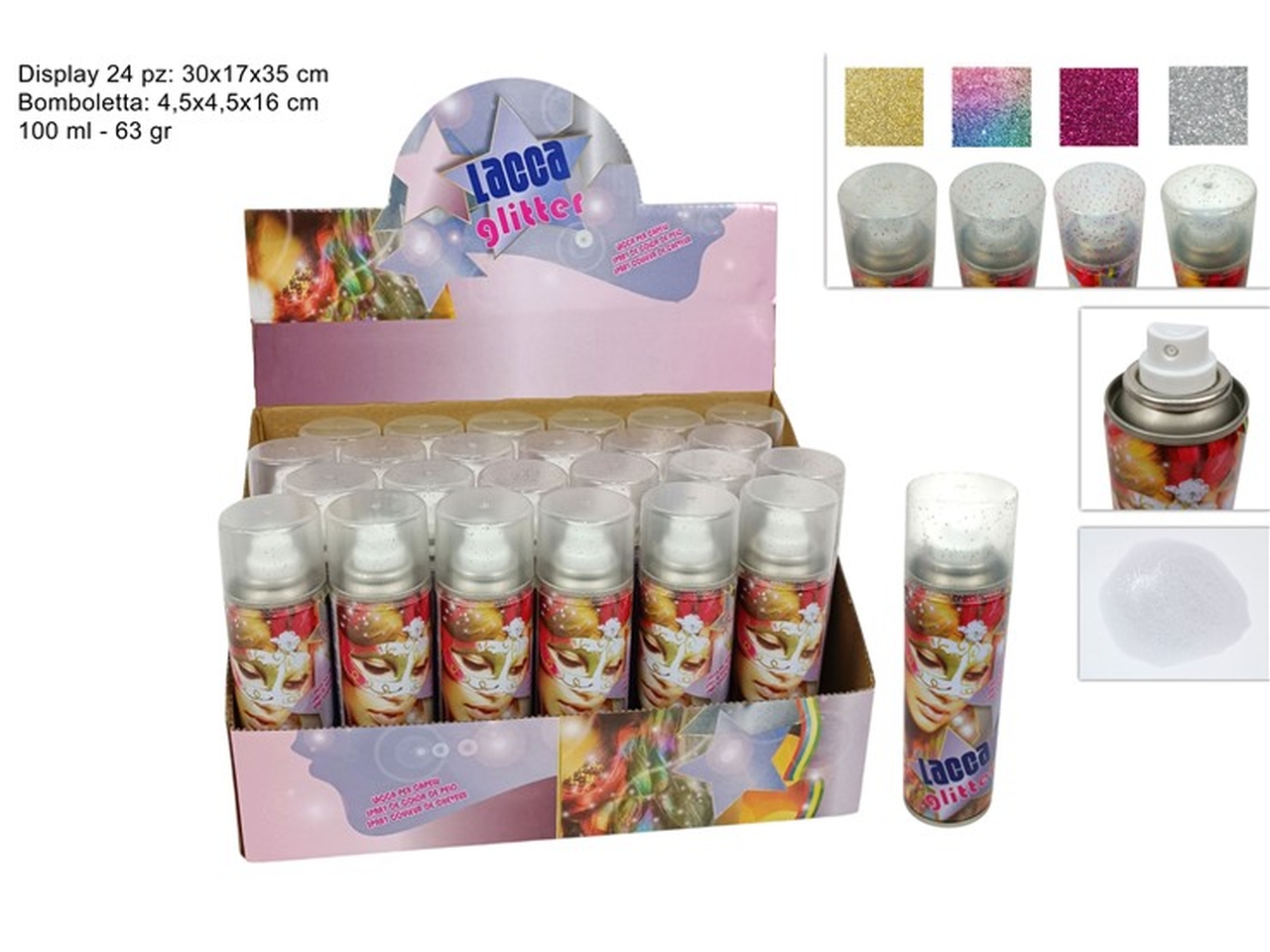 GLITTER CAPELLI SPRAY COL. ASS. 100ML XCA14000221 GLITTER CAPELLI SPRAY COL. ASS. 100ML XCA14000221