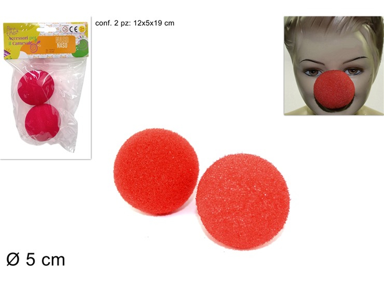 NASO SPUGNA CLOWN 2PZ 5CM XCA10000021