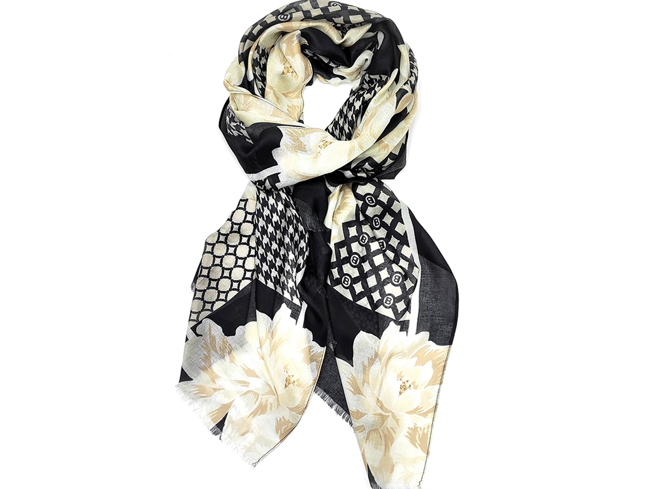 SCIARPA SCACCHIERA NERO 80X180CM LB25W201-20