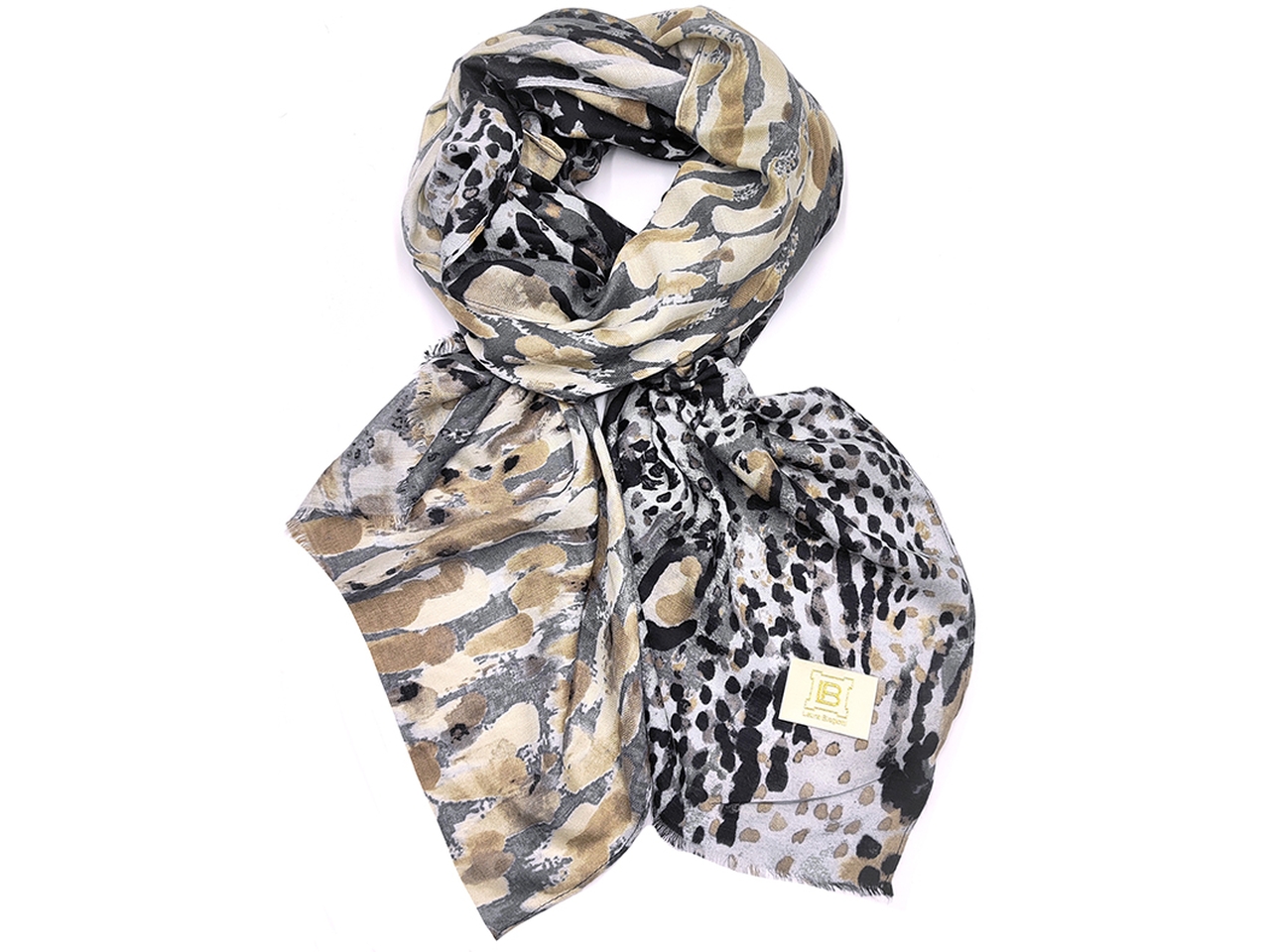 SCIARPA MACCHIE NERO 90X180CM 100%PL LB25W214-20 SCIARPA MACCHIE NERO 90X180CM 100%PL LB25W214-20