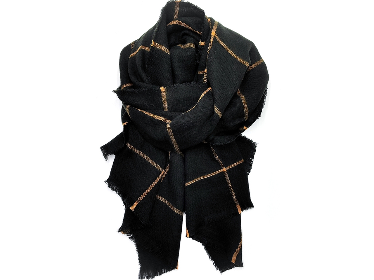 SCIARPA RIGHE NERO 80X200CM 100%PC LB25W229-20