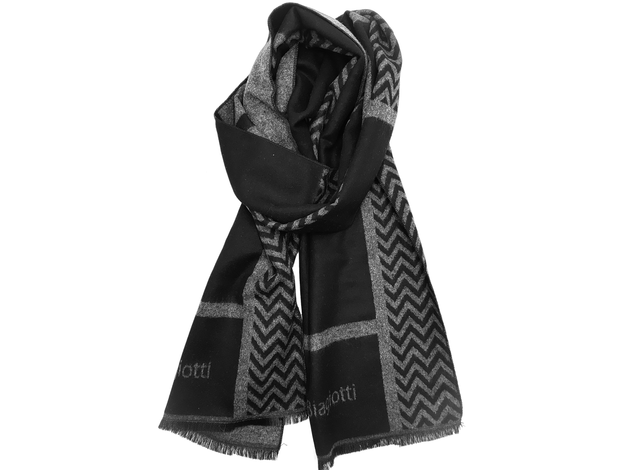 SCIARPA UOMO ZIGZAG NERO 33X185CM LB25W256-20