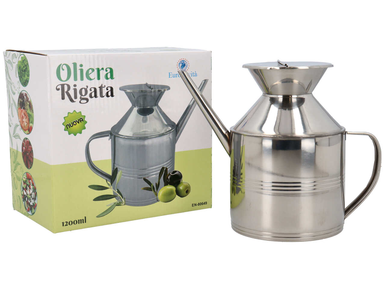 OLIERA RIGATA 11CM IN ACCIAIO EN-80649