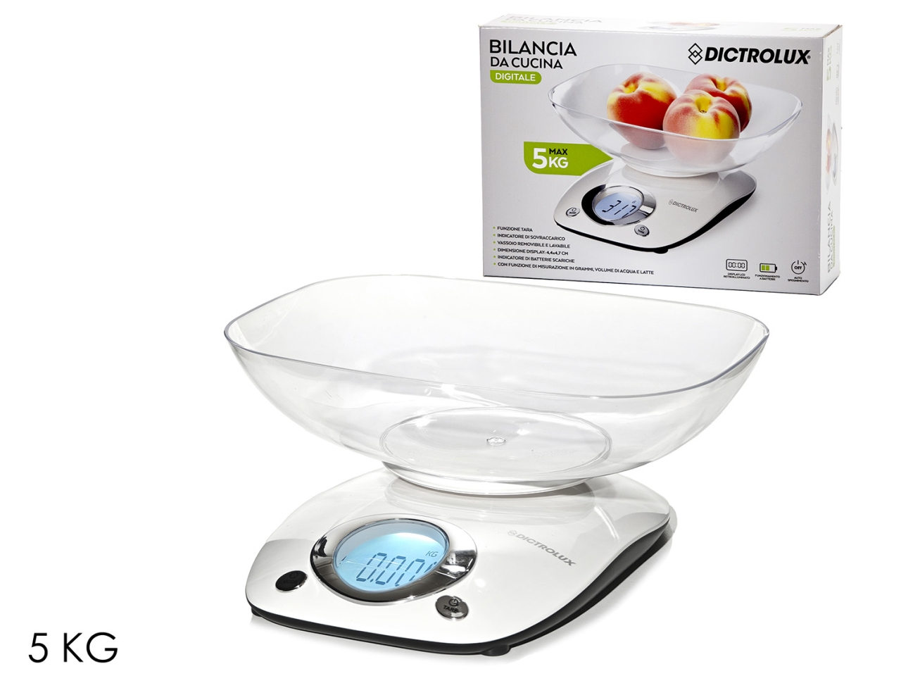 BILANCIA DA CUCINA DIGITALE 5KG BIANCO 541902