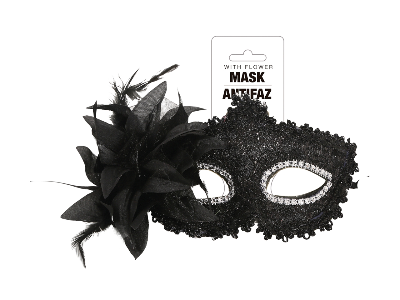 MASCHERINA NERA CON FIORE 12954