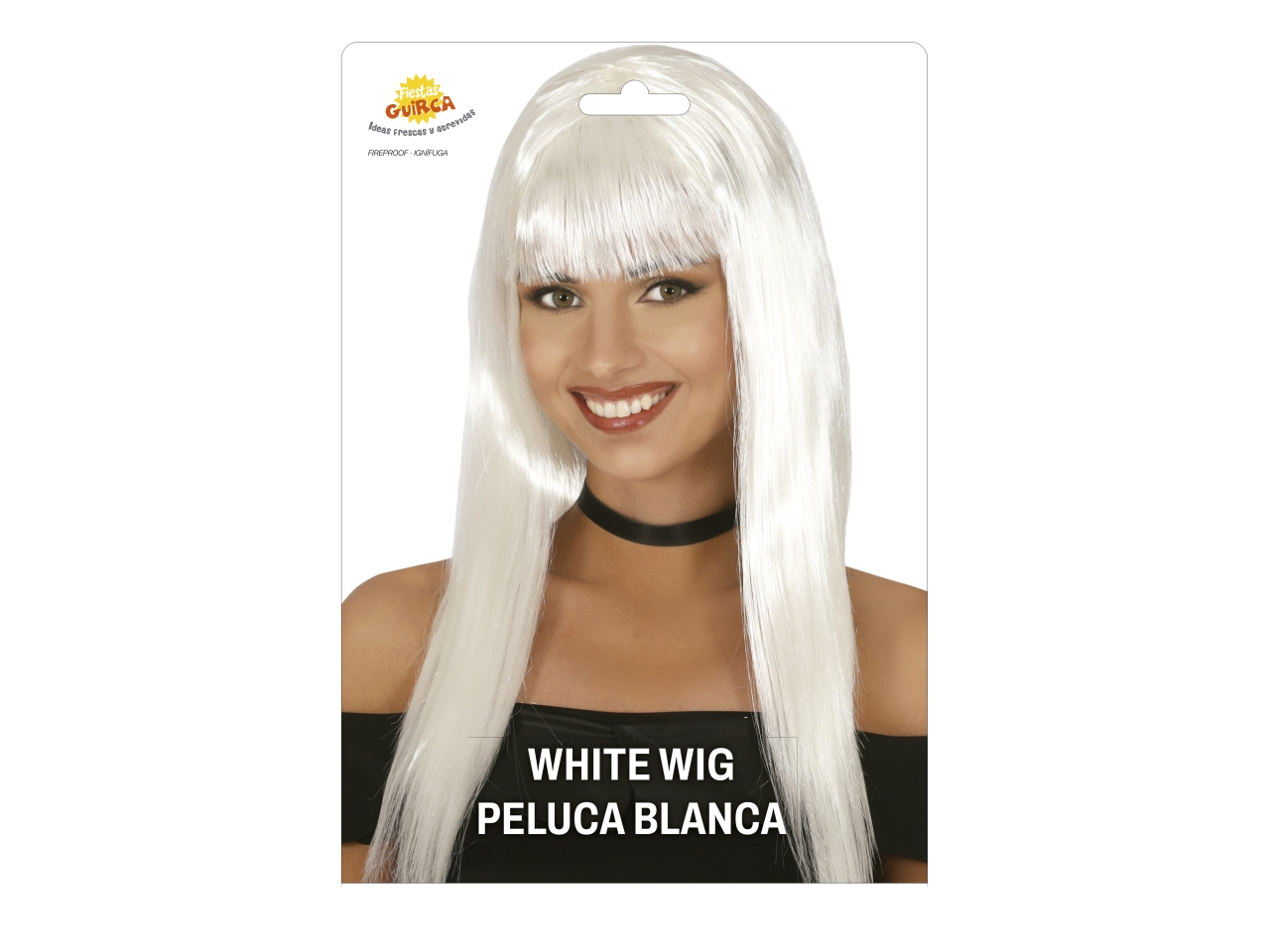 PARRUCCA LUNGA LISCIA CON FRANGIA BIANCA 4455