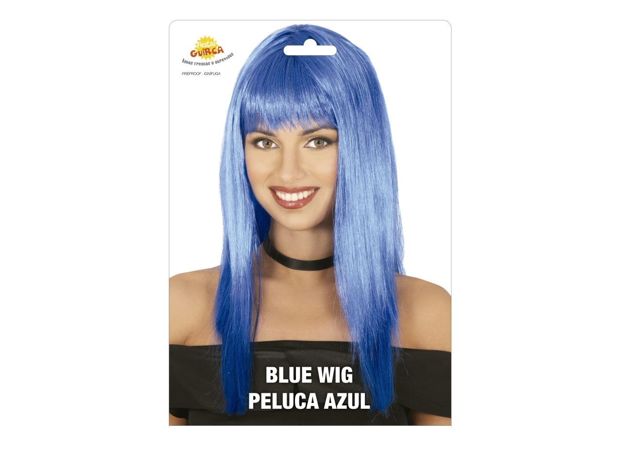 PARRUCCA LUNGA LISCIA CON FRANGIA BLU 4456