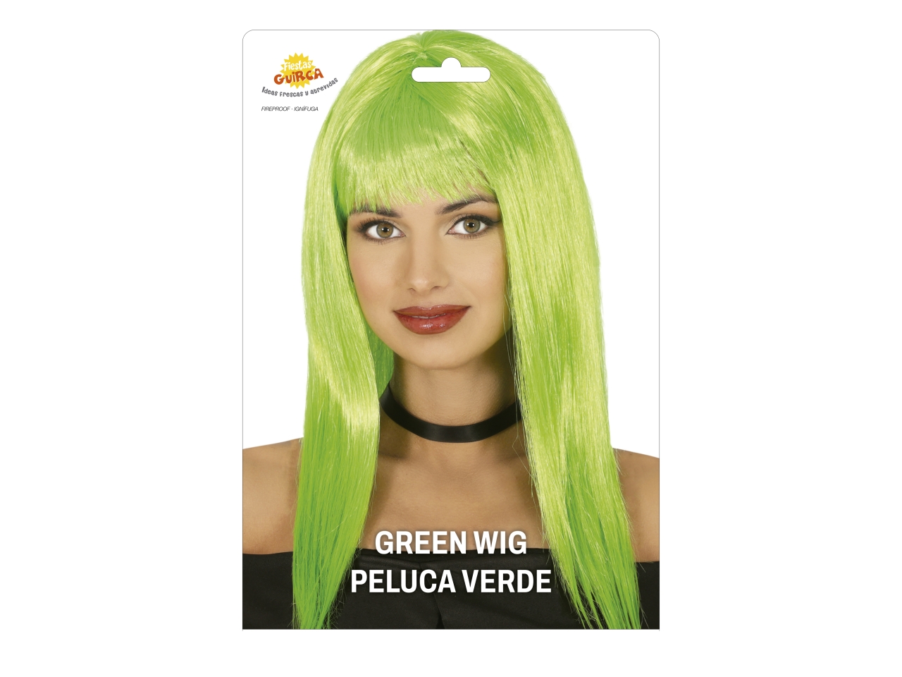 PARRUCCA LUNGA LISCIA CON FRANGIA VERDE 4464