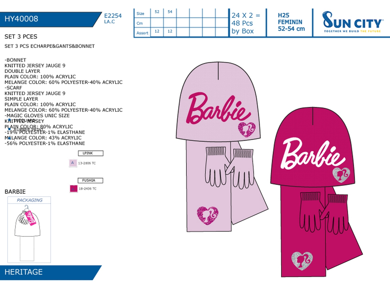 BARBIE CAPPELLO GUANTI E SCIARPA HY40008