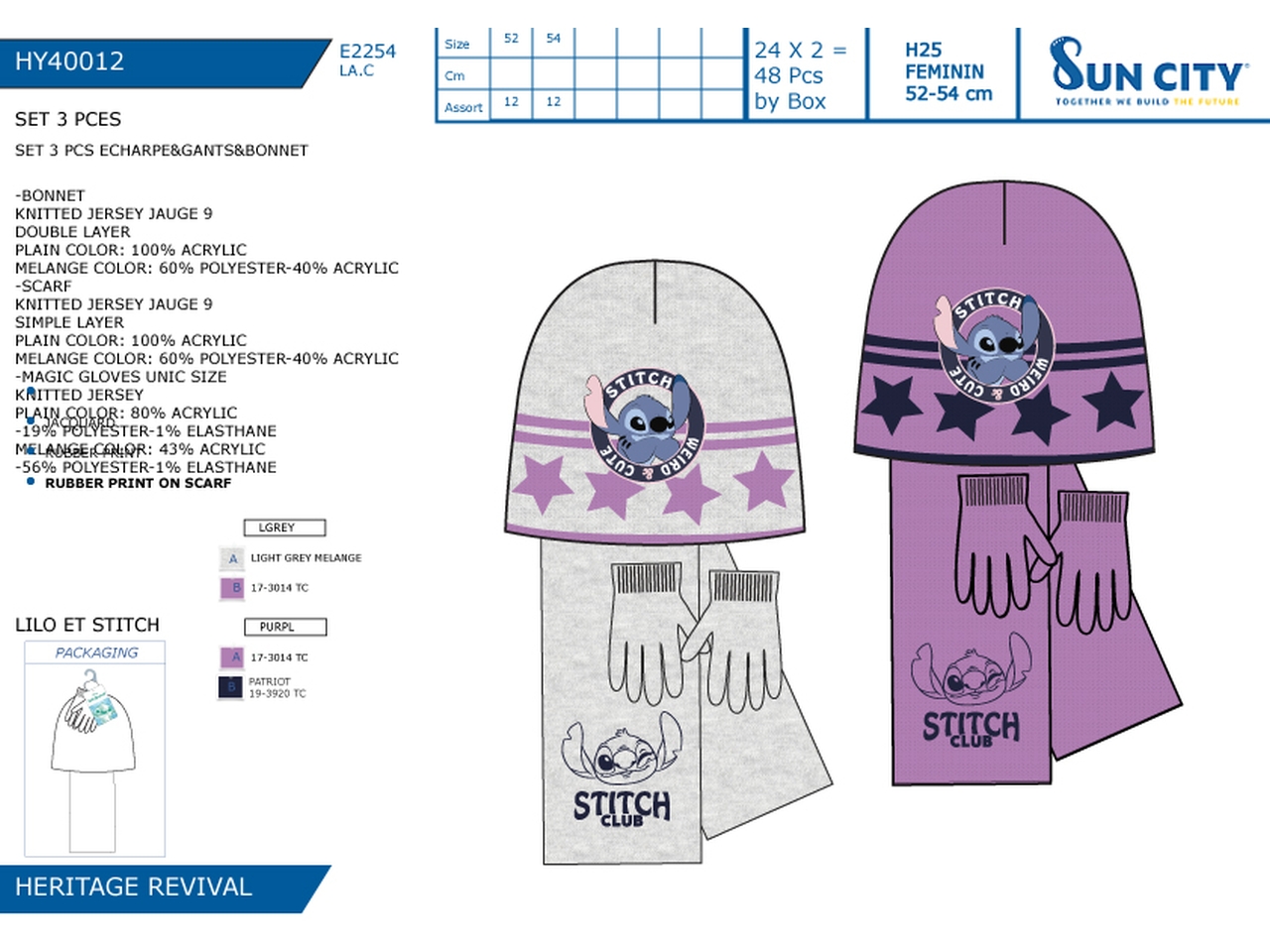 LILO E STITCH CAPPELLO GUANTI E SCIARPA HY40012