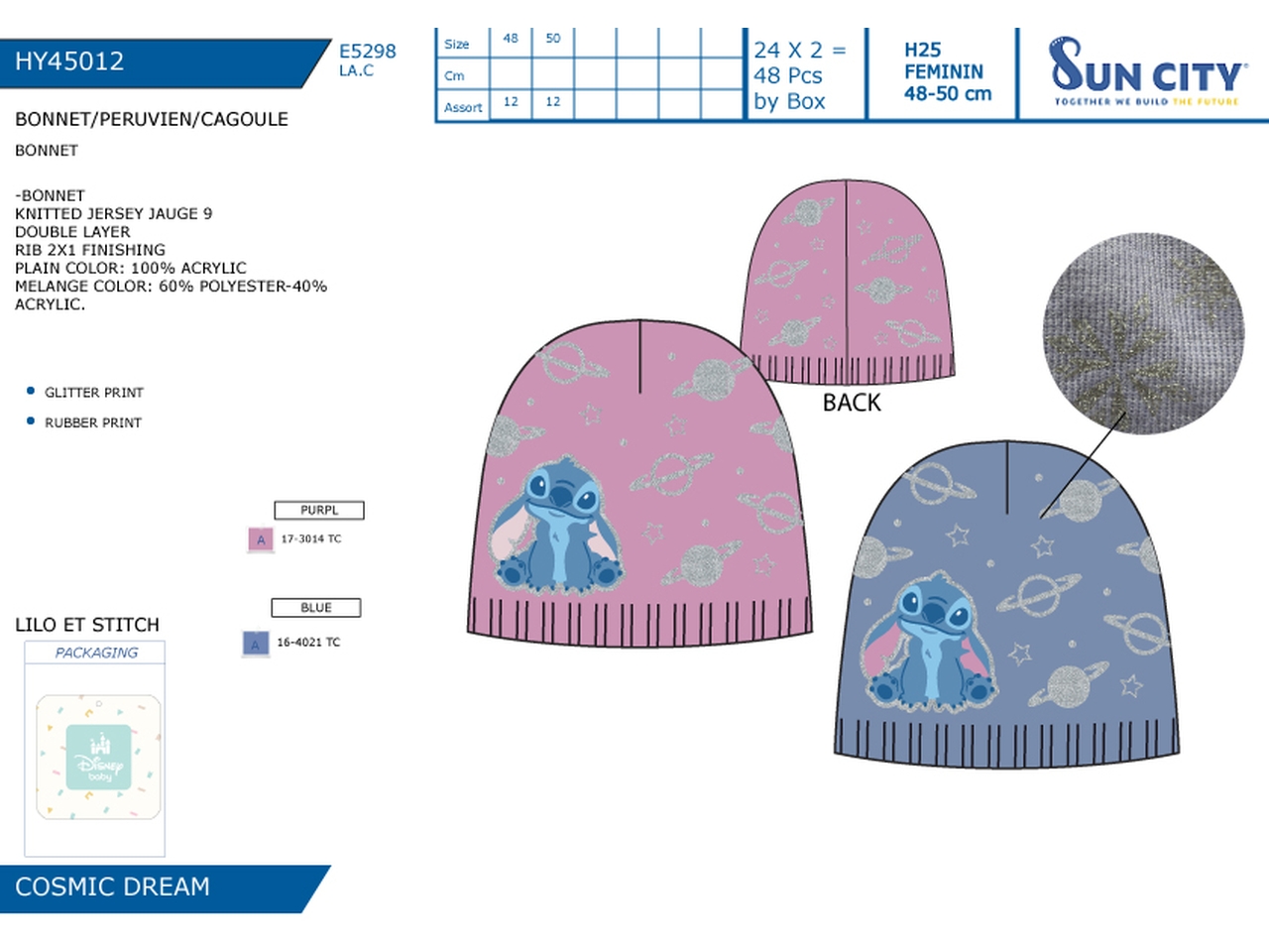 LILO E STITCH CAPPELLO TG.48-50 HY45012