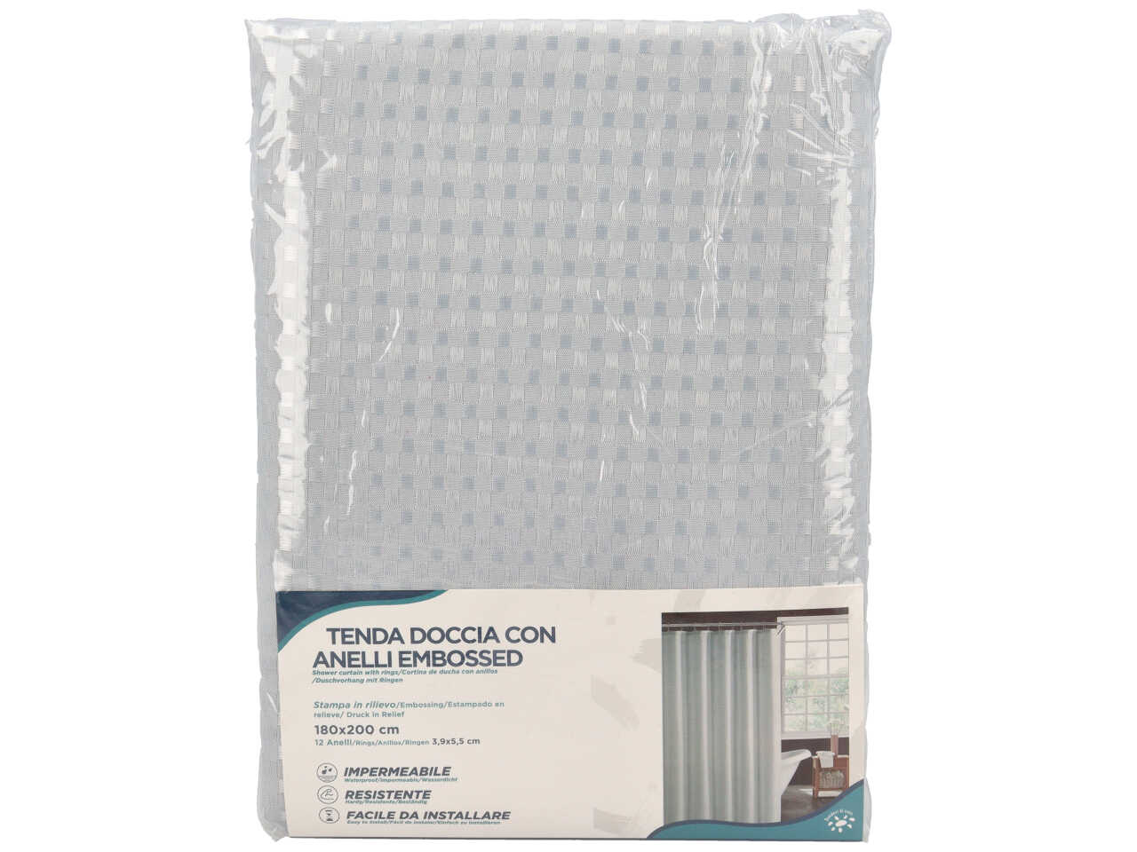 TENDA DOCCIA EMBOSSED 180X200 GRIGIO 11999898 TENDA DOCCIA EMBOSSED 180X200 GRIGIO 11999898