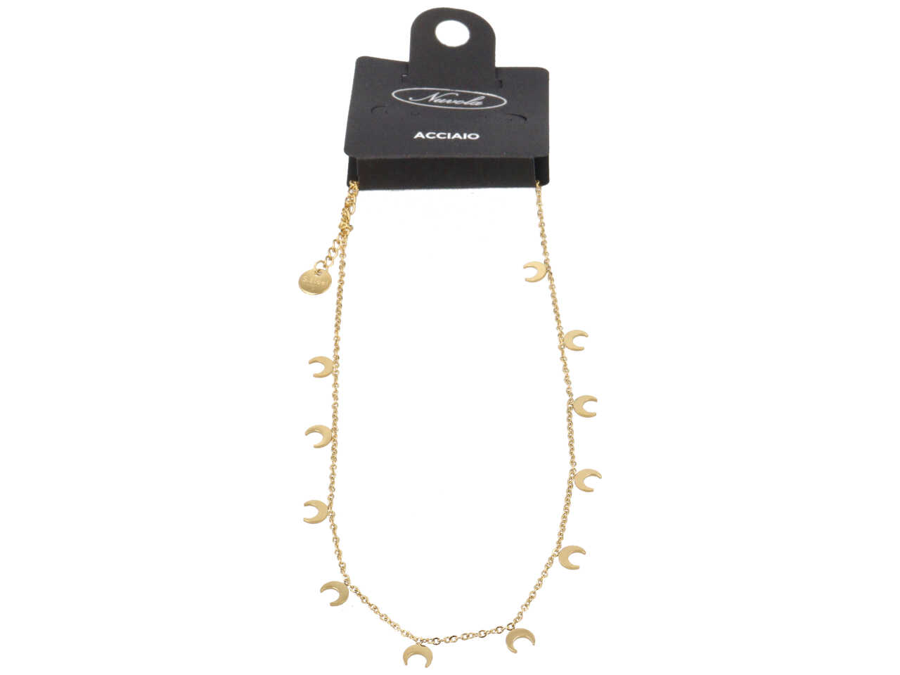 COLLANA ACCIAIO C/MICROLUNE ORO