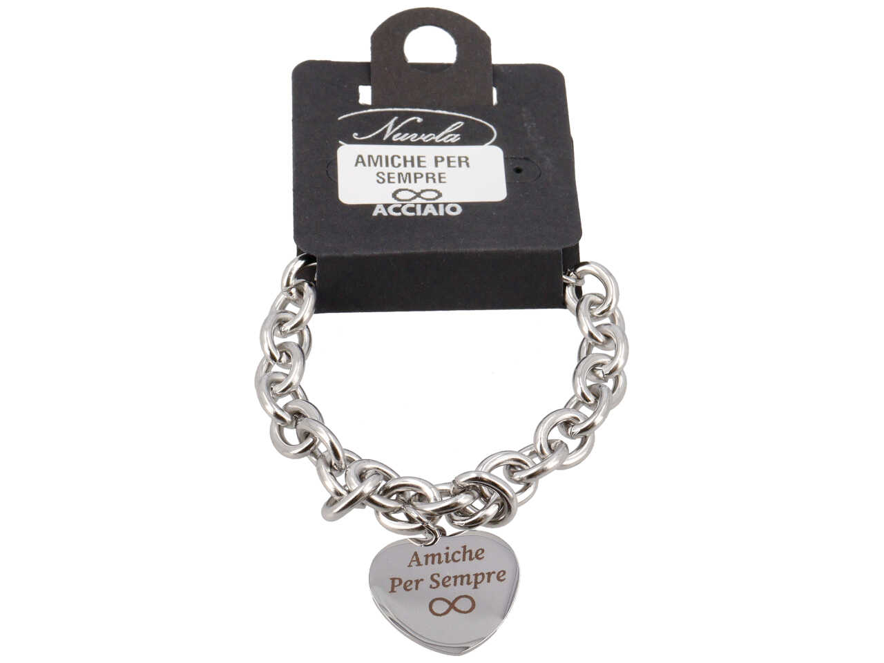 BRACCIALE CATENA C/CUORE AMICHE PER SEMPRE