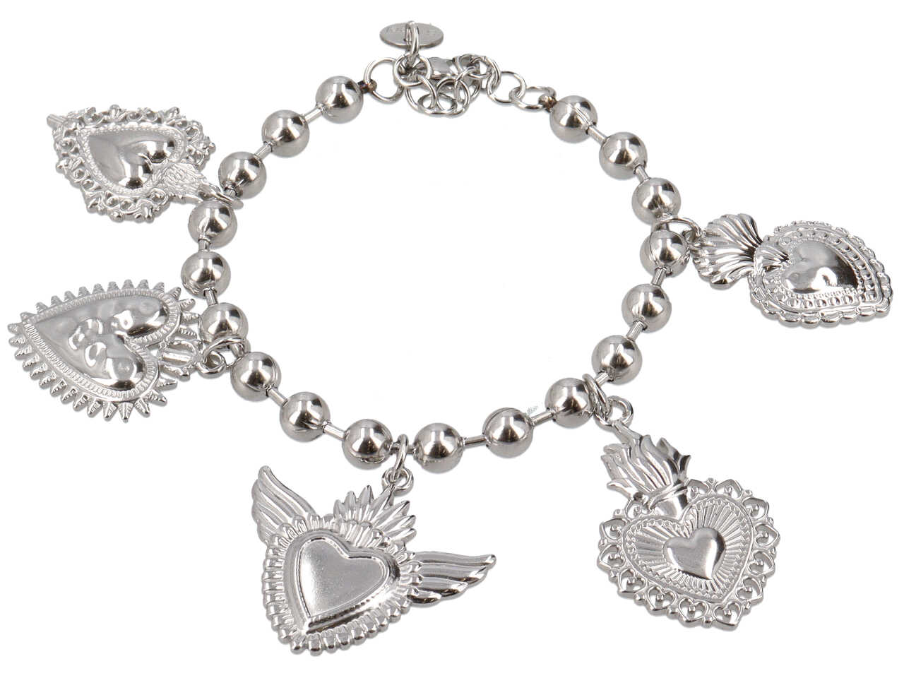 BRACCIALE SFERA 6MM E CUORI SACRI BRACCIALE SFERA 6MM E CUORI SACRI