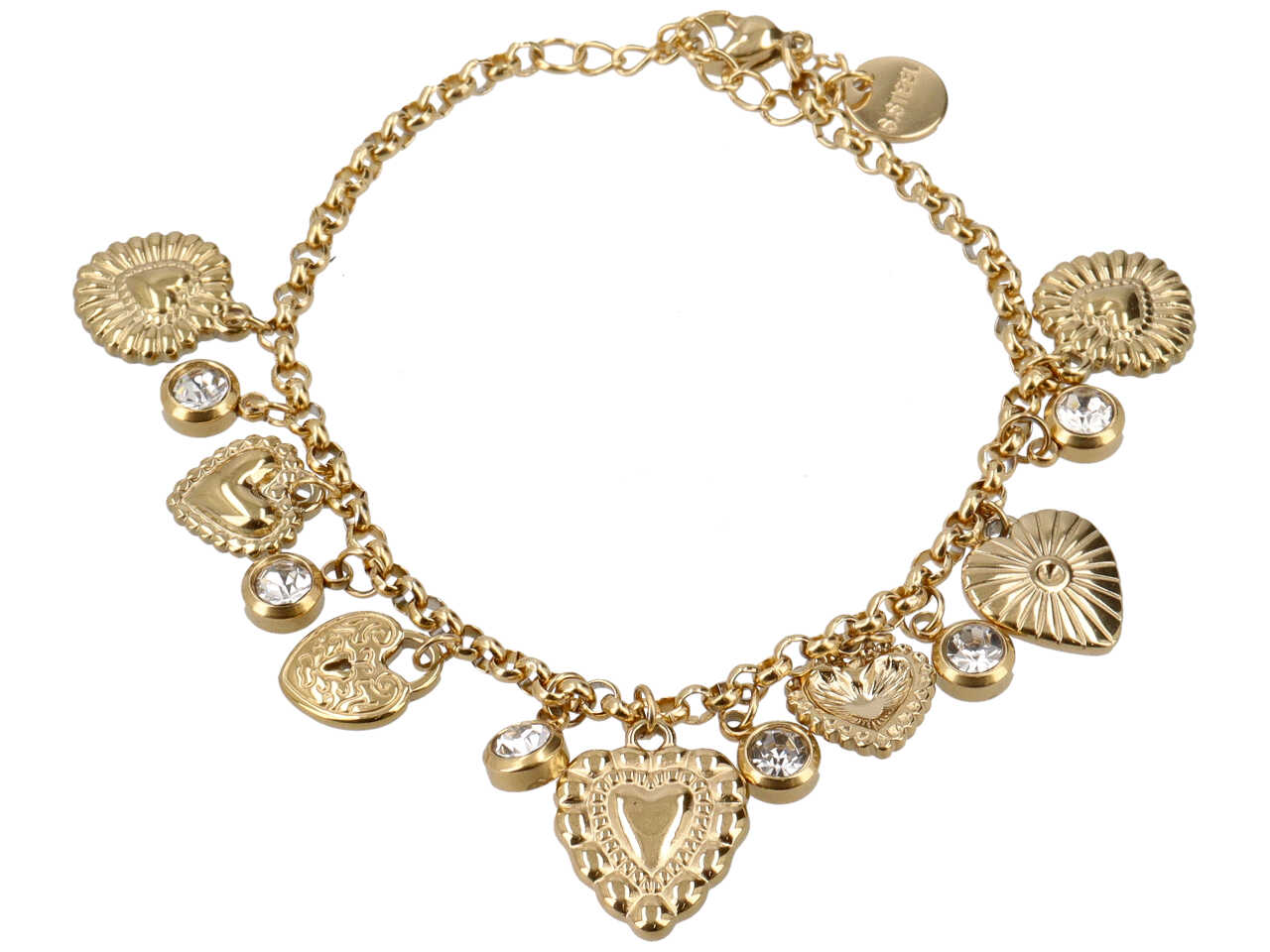 BRACCIALE CUORI MISTI E PUNTI LUCE ORO BRACCIALE CUORI MISTI E PUNTI LUCE ORO