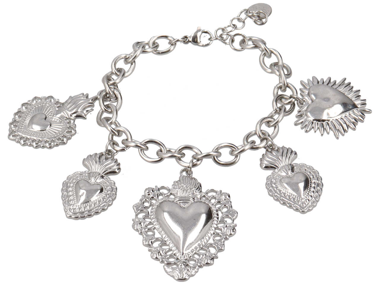 BRACCIALE CATENINA OVALE E CUORI SACRI BRACCIALE CATENINA OVALE E CUORI SACRI