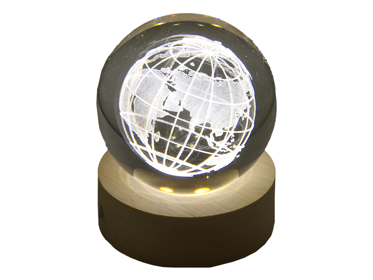 SFERA 10CM VETRO MAPPAMONDO SU BASE LED TB19604