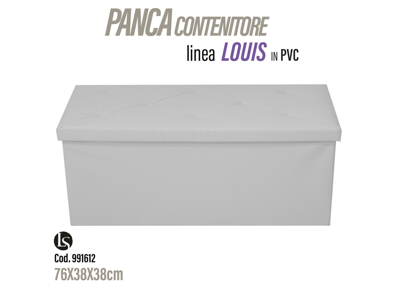 UNI POUF PVC 76X38X38CM BCO LS7638-10