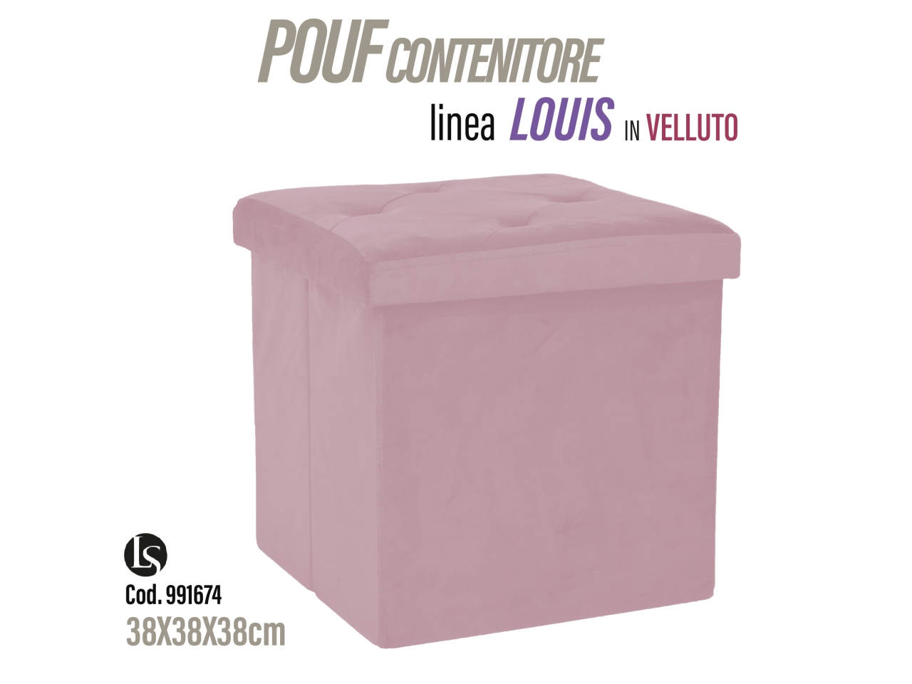 UNI POUF VELL.38X38X38CM ROSA LS3838V-13