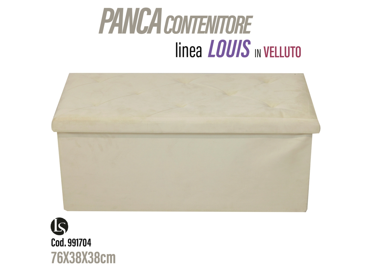 UNI POUF VELL.76X38X38CM TOR. LS7638V-3