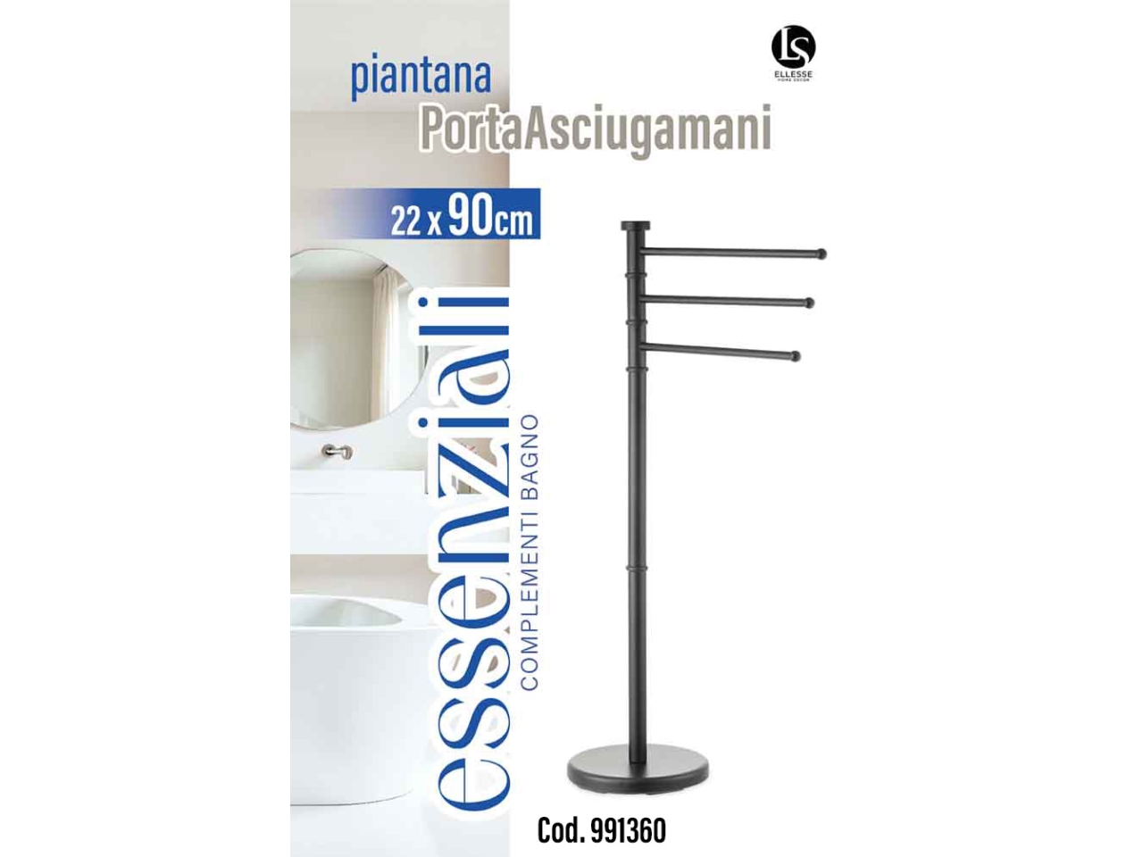 LIG P.ASCIUGNAMANI A 3 NERO 22X90CM LS1962CP-28-B