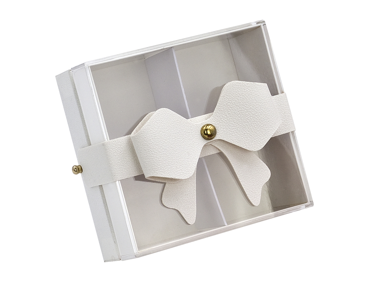 SCATOLA CARTONE/PLEXI9,8×9,8×5,3CM AVORIO L2416/IV