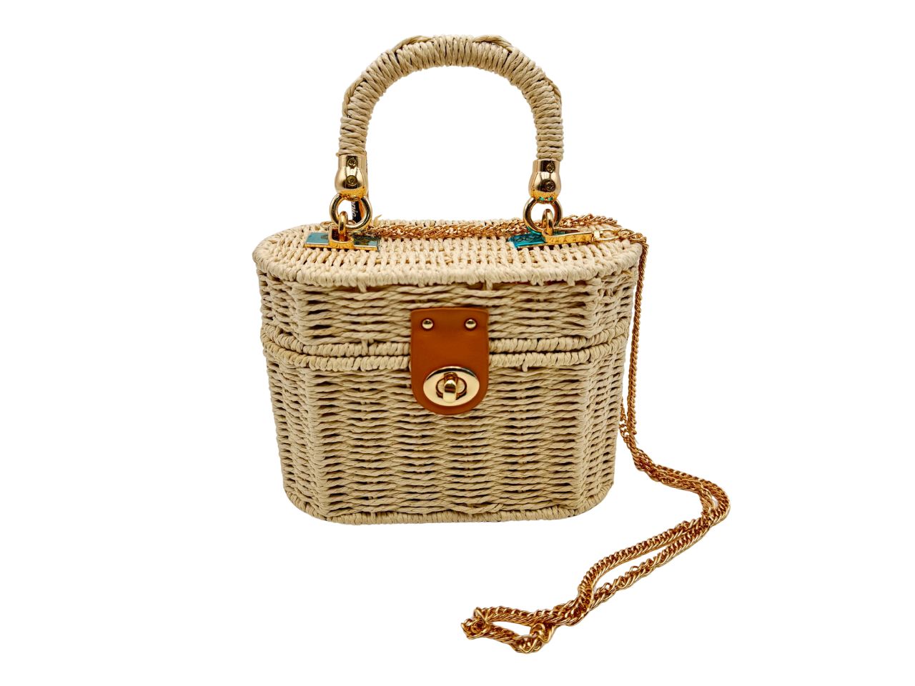 BORSA PAGLIA INTRECCIATA C/TRACOL.20X10X15CM L2548