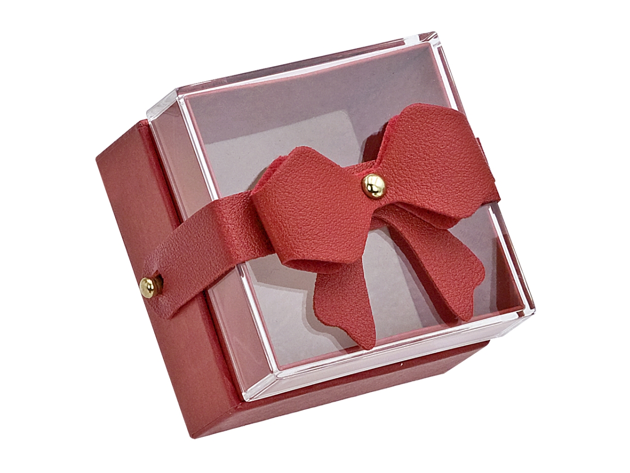 SCATOLA CARTONE/PLEXI6,8X6,8X4,6CM ROSSO L2415/RED