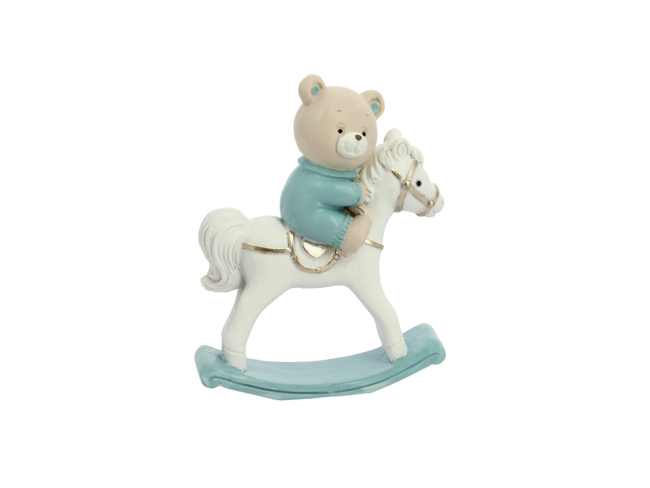 CAVALLO DONDOLO RESINA C/ORSO8X10CM AZZUR.26VS9506