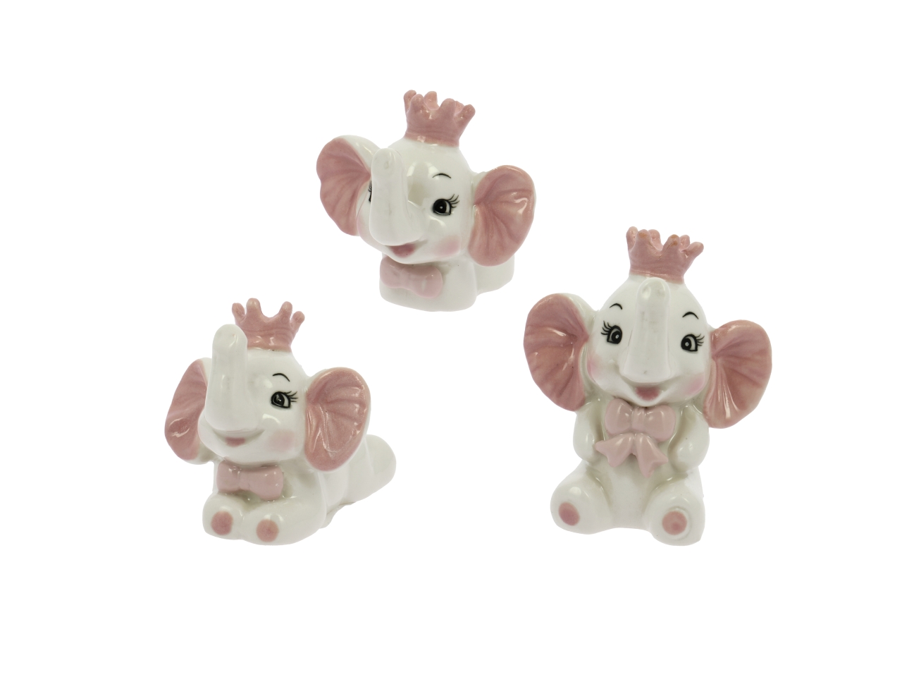 ELEFANTE PORCELLANA C/FIOCCO 3ASS.ROSA 26VA9434