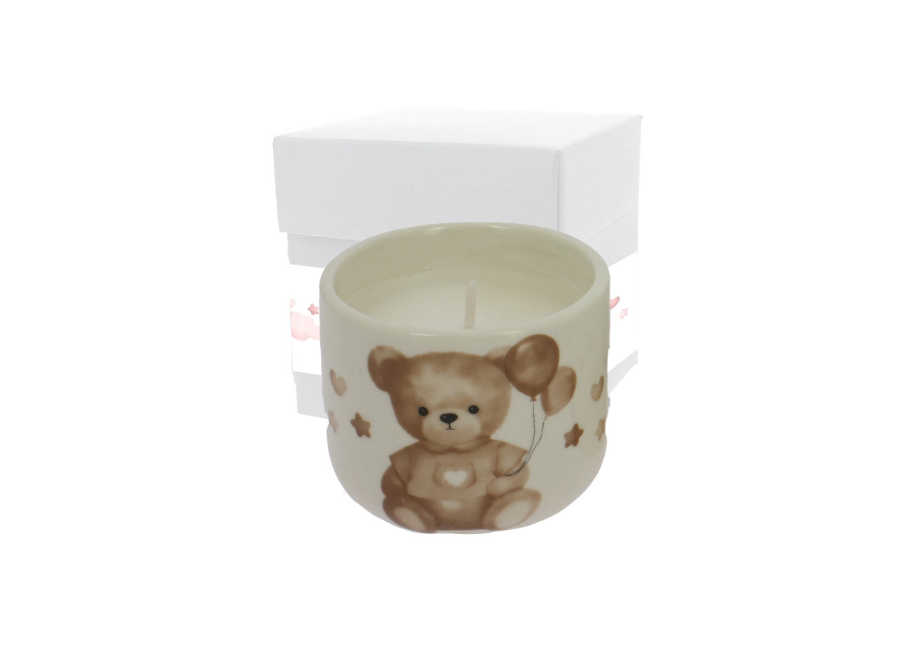 CANDELA VASETTO C/ORSETTO 6X5CM BEIGE 26VA9412 CANDELA VASETTO C/ORSETTO 6X5CM BEIGE 26VA9412