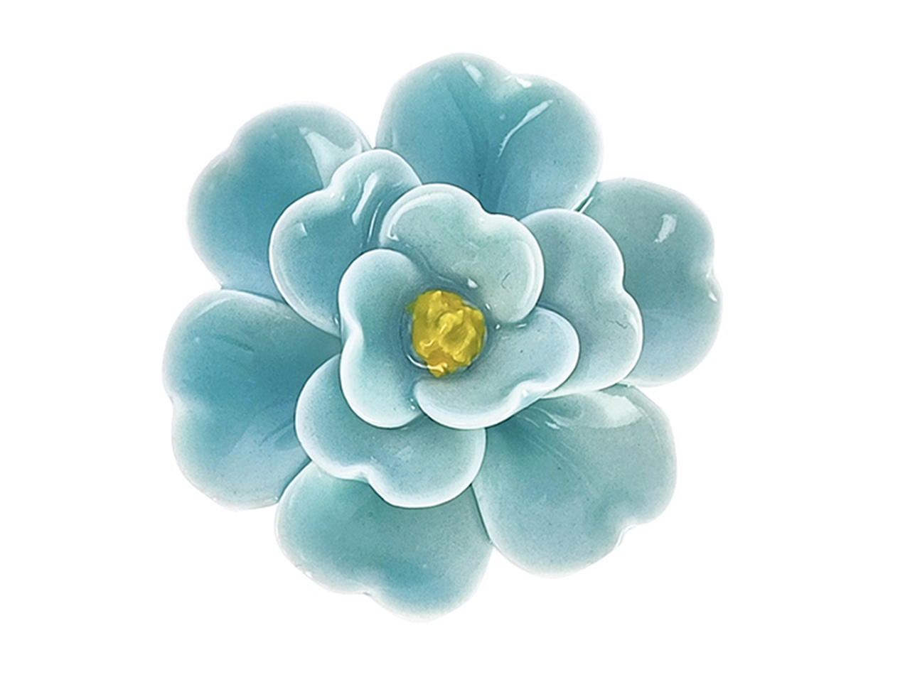 CAMELIA IN PORCELLANA D.4,5CM ACQUA MARINA24VA6324