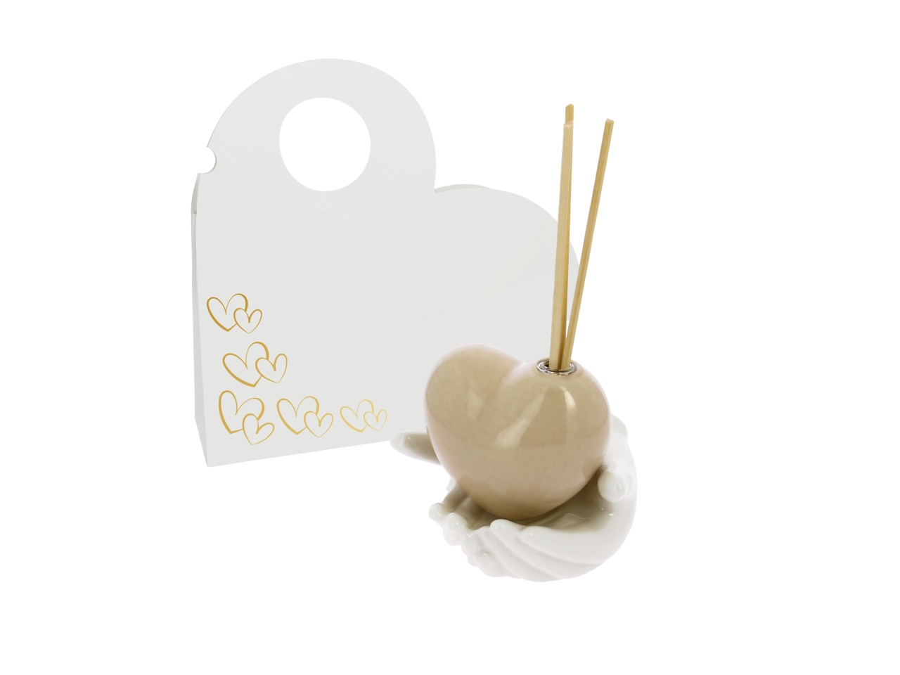 MANI C/PROFUMATORE CUORE 10X9CM BEIGE 26VA9468