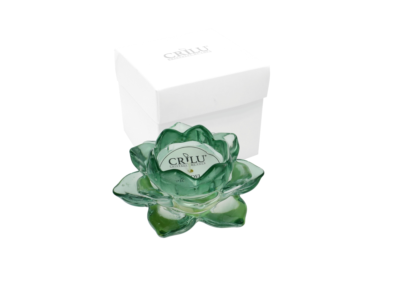 CRILU’ CANDELA LOTUS VETRO12X5,5CM VERDE 26LD9254 CRILU’ CANDELA LOTUS VETRO12X5,5CM VERDE 26LD9254