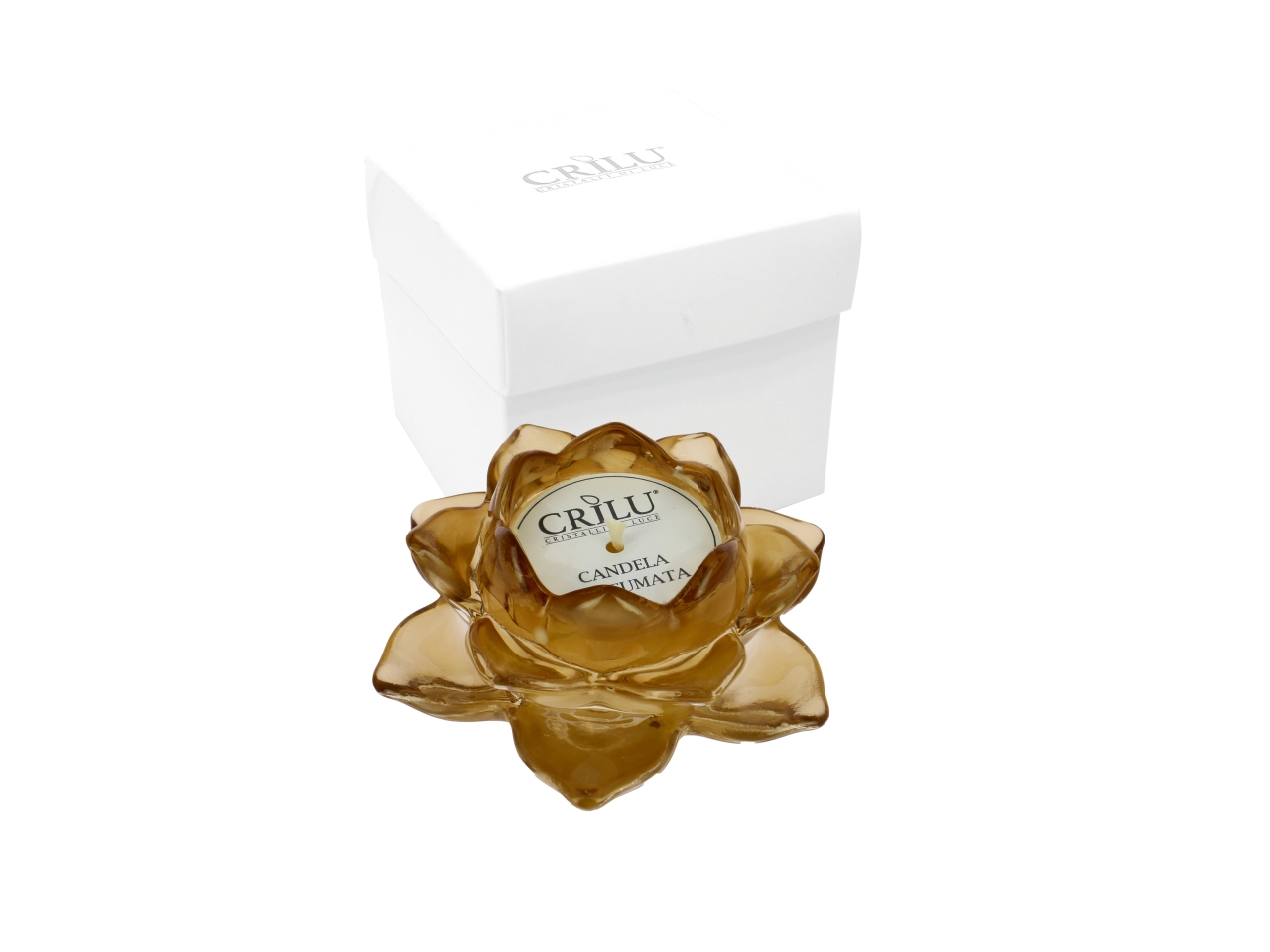 CRILU’ CANDELA LOTUS VETRO12X5,5CM AMBRA 26LD9253 CRILU’ CANDELA LOTUS VETRO12X5,5CM AMBRA 26LD9253