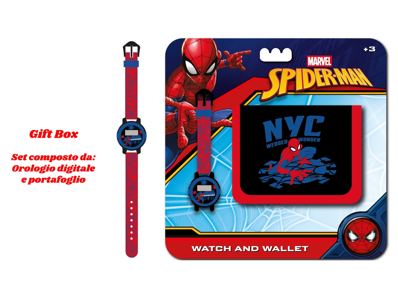 SPIDERMAN OROLOGIO DIGITALE+PORTAFOGLIO GNT01SP