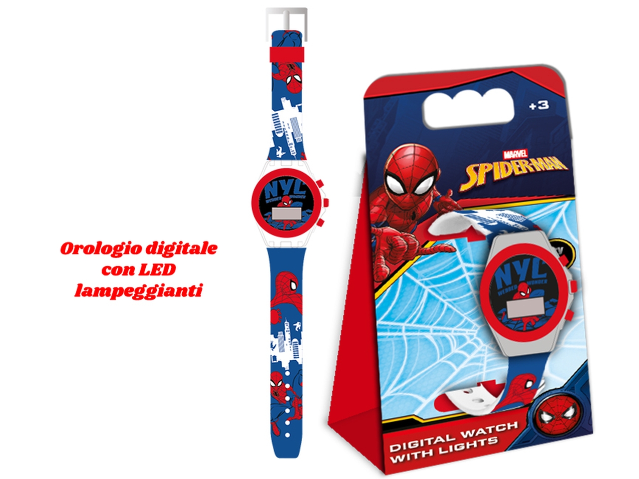 SPIDERMAN OROLOGIO DIGITALE LED LAMP. GNT38SP