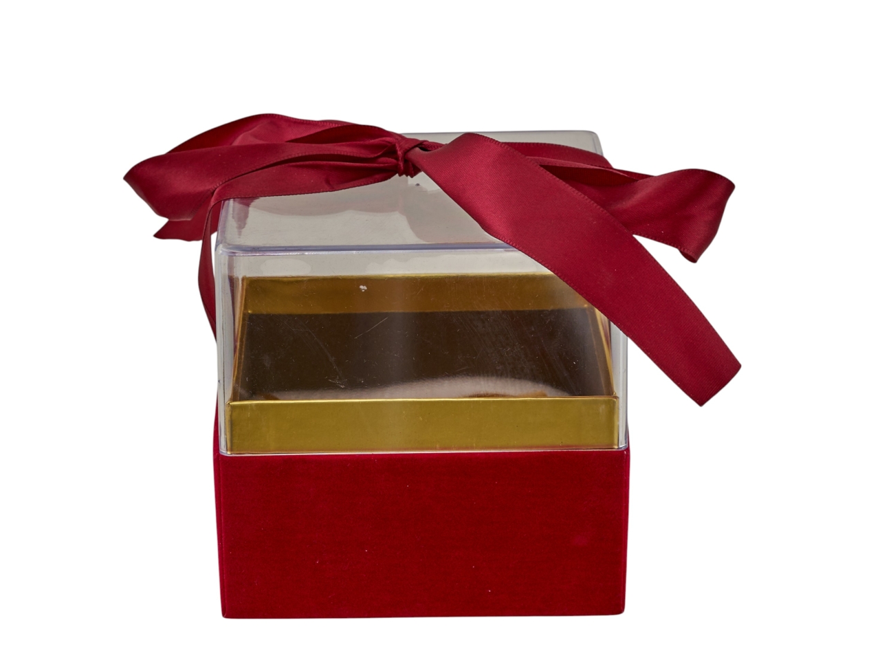 SCATOLA QUADRATA C/NASTRO ROSSO 11,5X11,5CM872X070