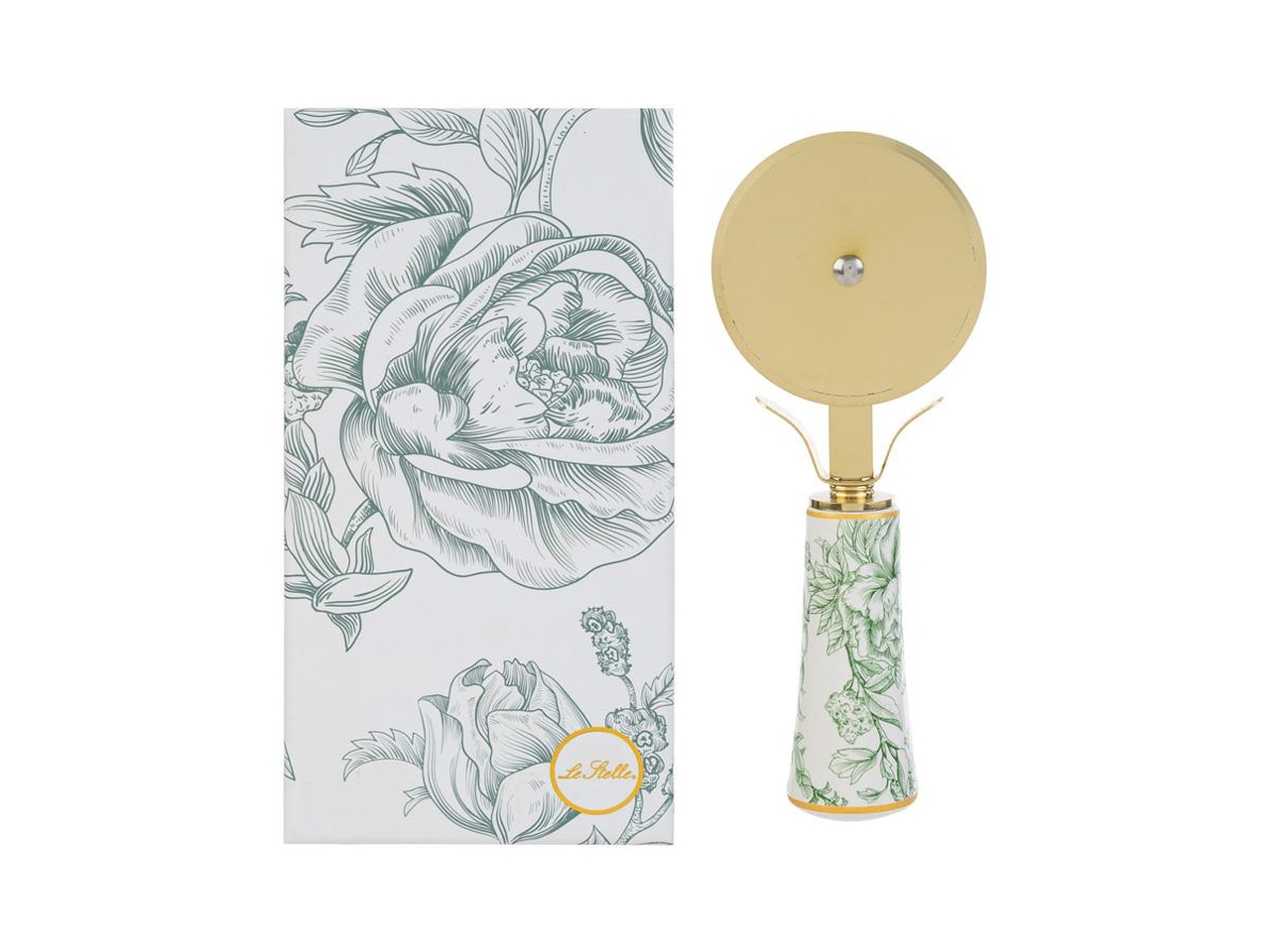 TAGLIA PIZZA 15CM C/MANICO DECORATO VERDE 58249