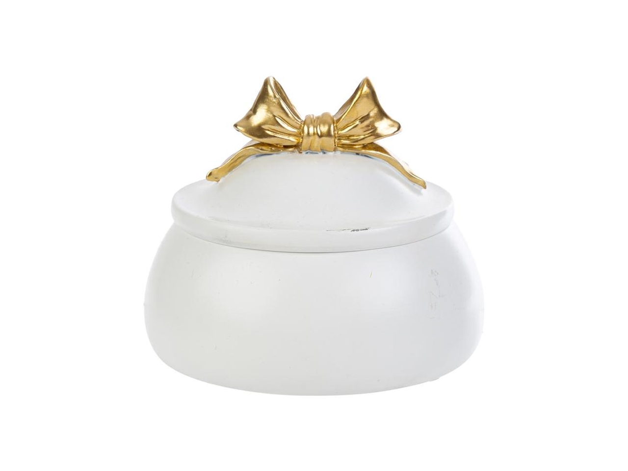 SCATOLA RESINA BIANCA C/FIOCCO ORO10X8CM58039 SCATOLA RESINA BIANCA C/FIOCCO ORO10X8CM58039