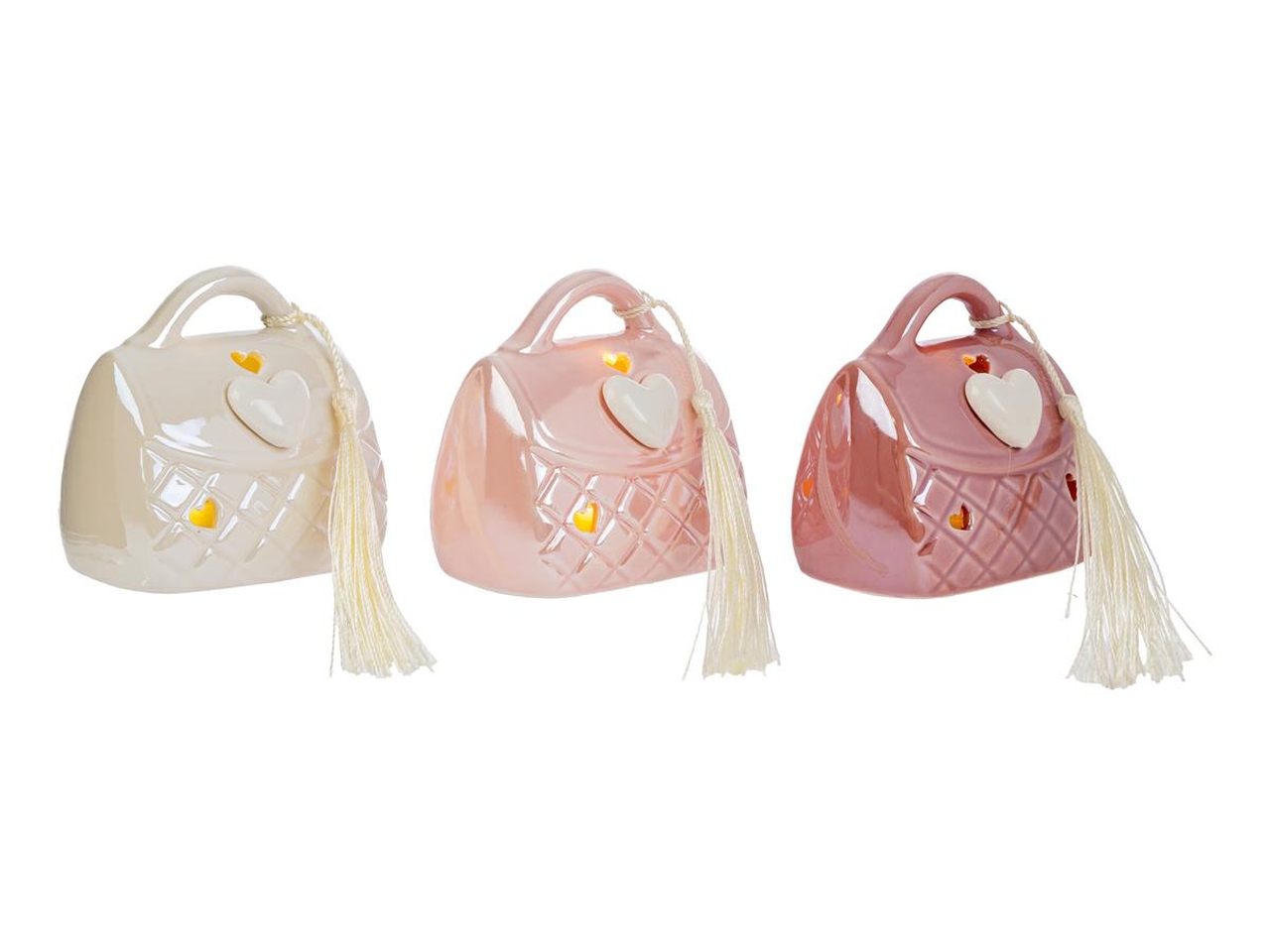 BORSETTA PORCELLANA LED 8X5,5X8CM 3ASS. 58174