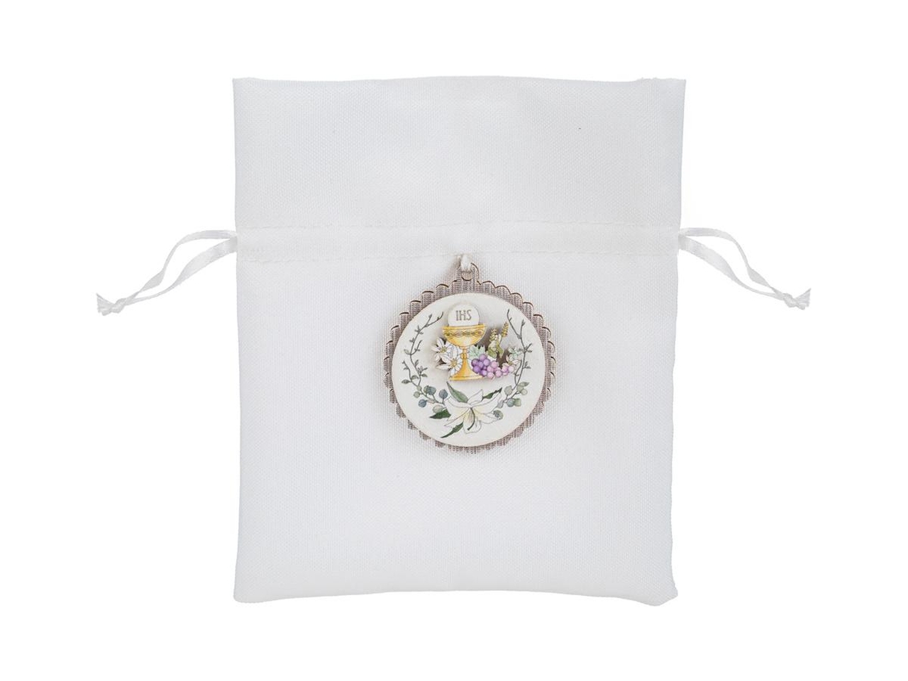 SACCHETTO C/APPLIC. COMUNIONE 12x13CM BIANCO 58557