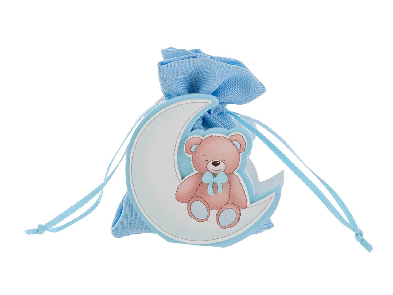 SACCHETTO C/ORSO SU LUNA 7X3,5XH.7CM CELESTE 57354