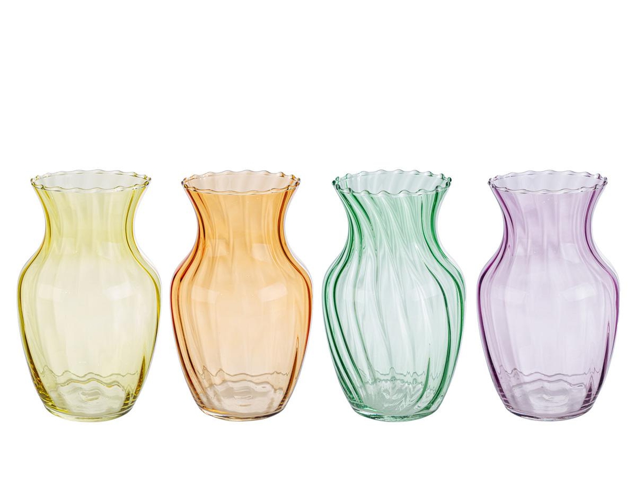 VASO VETRO 12,5X12,5XH.20CM 4COL.ASS. 12006