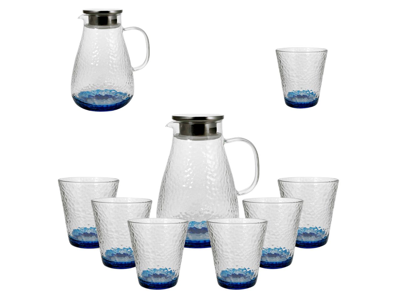 SET CARAFFA 1800ML+ 6 BICCHIERI BLU 1252