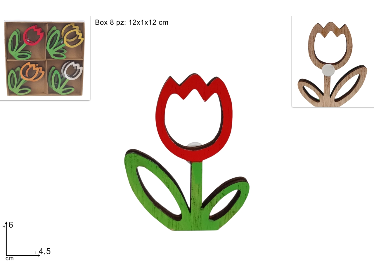 TULIPANO CON ADESIVO 6CM IN LEGNO 8PZ XPA25002481 TULIPANO CON ADESIVO 6CM IN LEGNO 8PZ XPA25002481