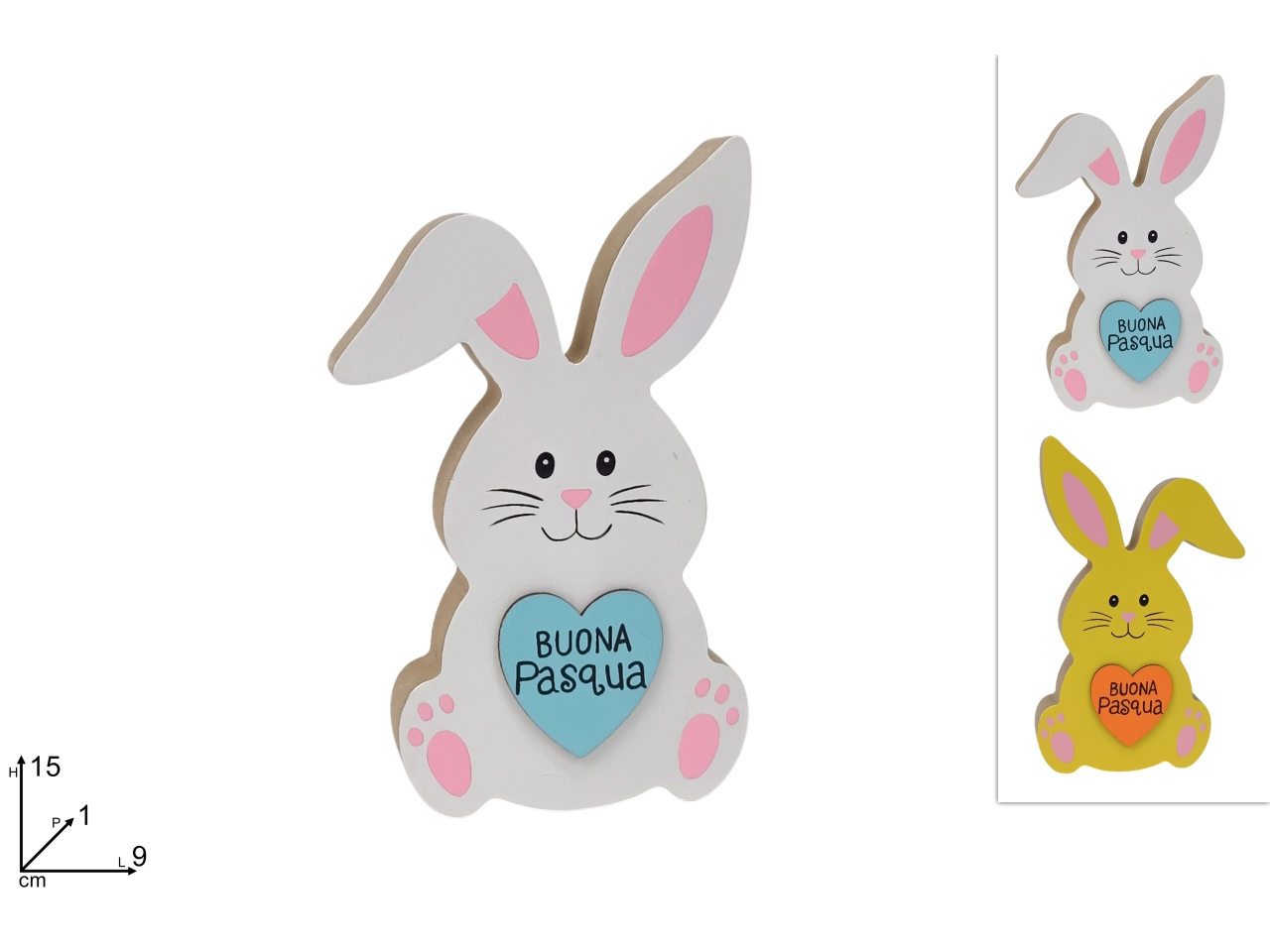 CONIGLIO 15CM CUORE BUONA PASQUA 2ASS. XPA25001441