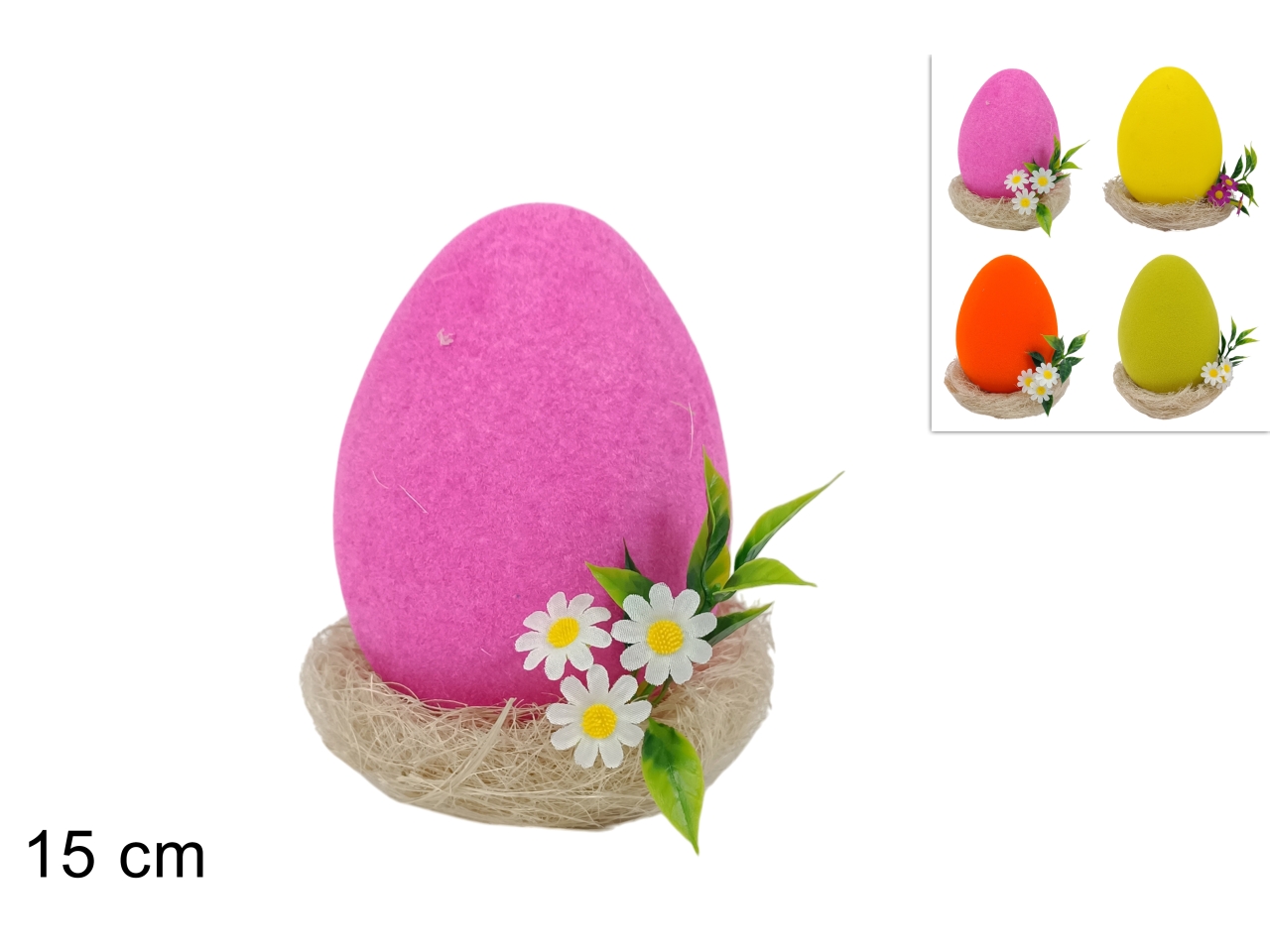 NIDO CON UOVO FLOCCATO 15CM 4 ASS. XPA25006051