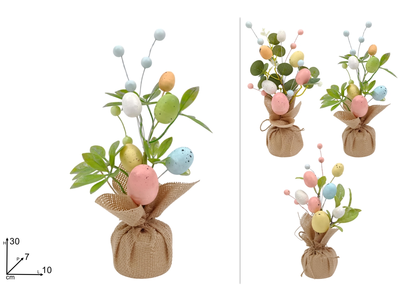 PIANTA 30CM CON UOVA E FIORI IN 3 ASS. XPA25003661
